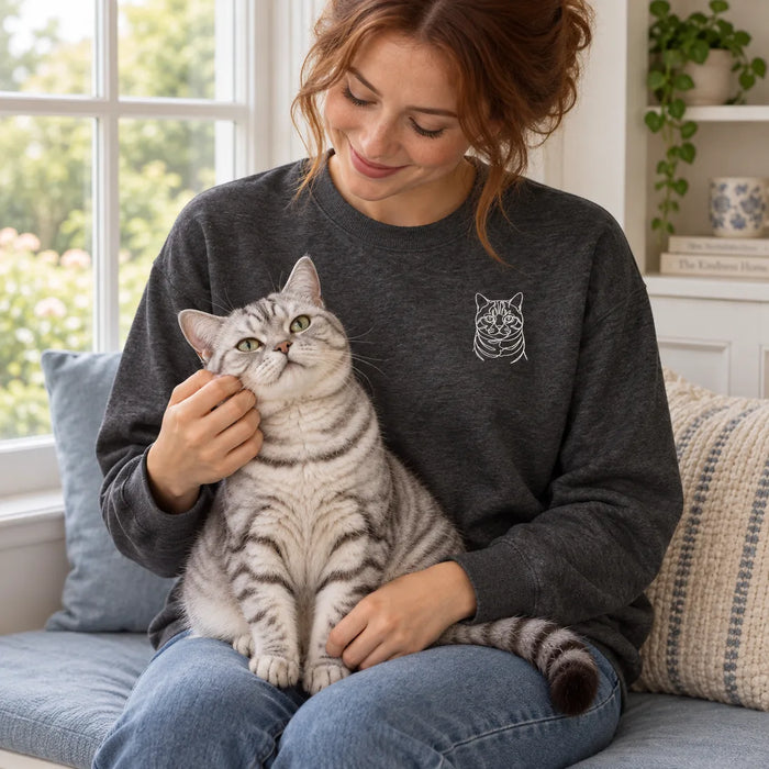 Embroidered Line Sweatshirt in charcoal heather